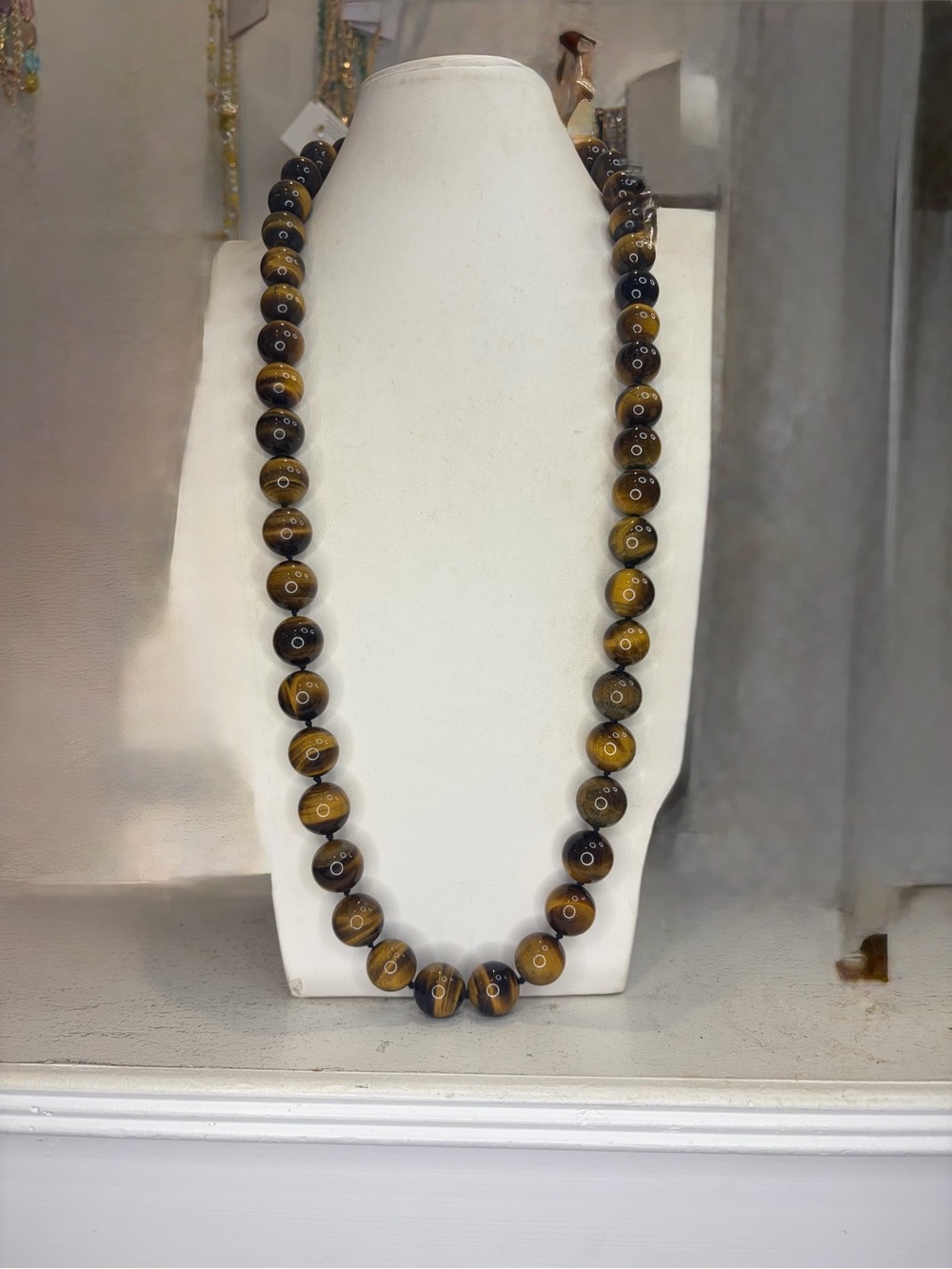 Kenneth Jay Lane Tiger Eye Bead Necklace - Brown and Gold
